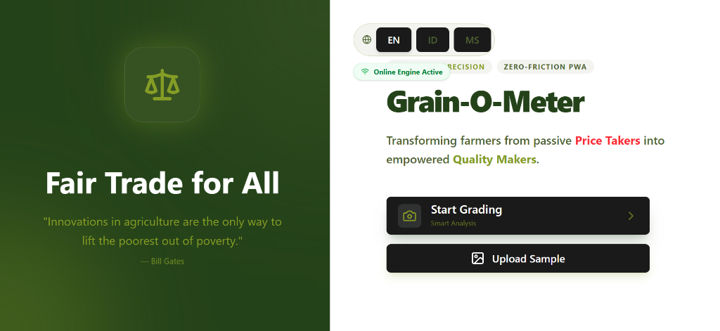 Grain-O-Meter rice quality grading interface preview