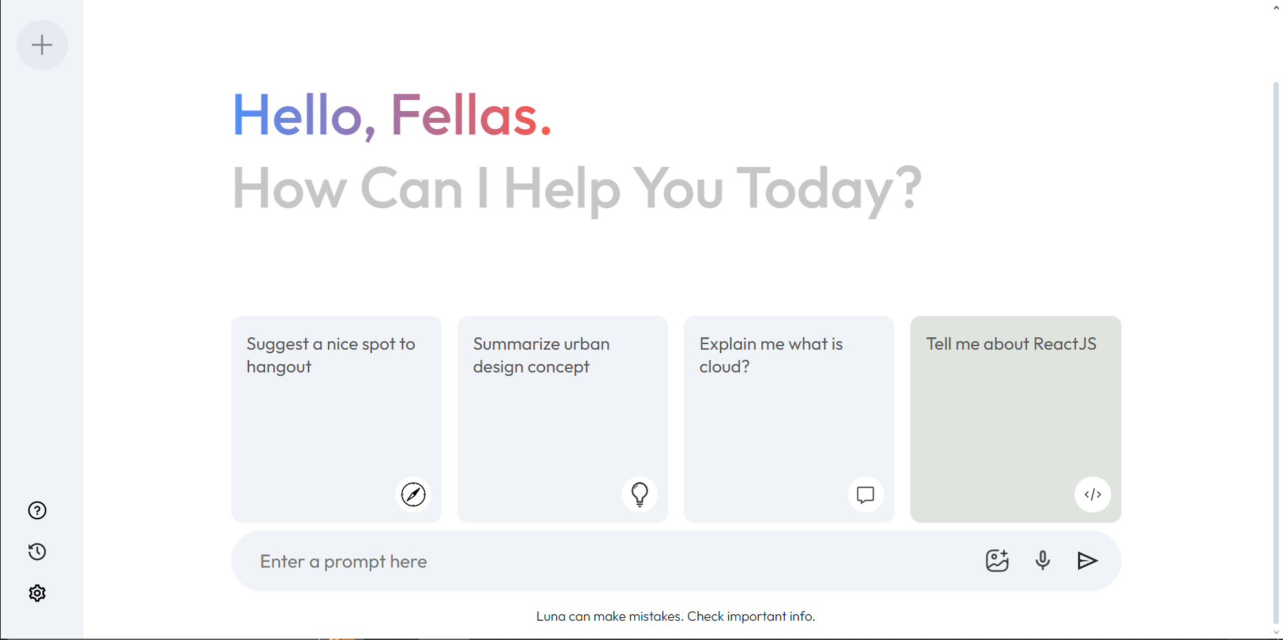 Luna Chat conversational AI interface preview